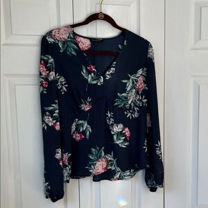 Banana Republic Navy Floral Blouse